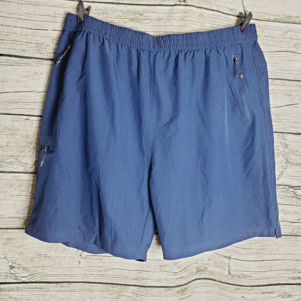 Outdoor Sports Athletic Hiking Shorts Men's 3XL Navy Elastic Waist Nylon Blend